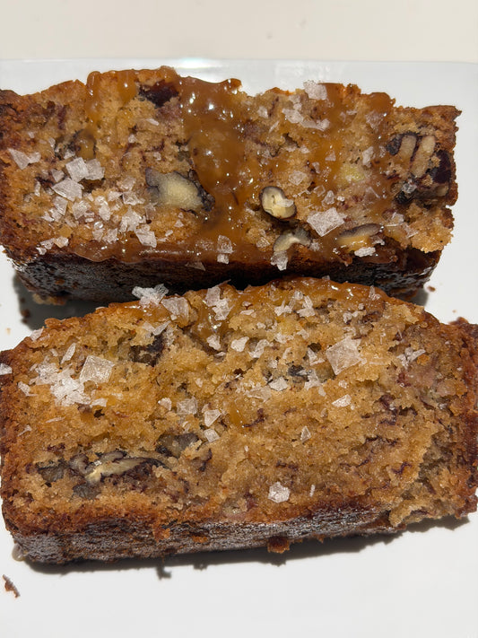 Salted Caramel Pecan Banana Bread
